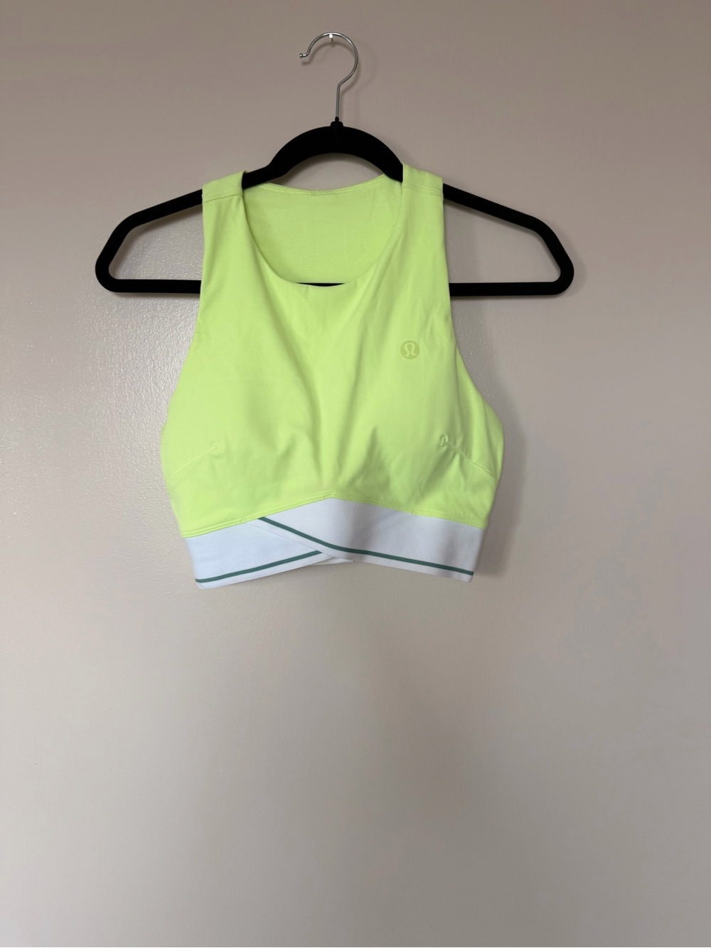 lululemon athletica Neon Yellow High Neck Sports Bra with White Band